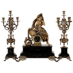 Mantel Clock with Candlesticks