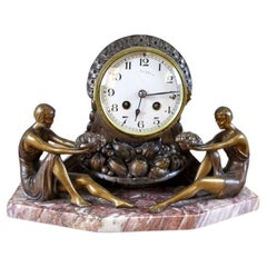 Horloge de cheminée avec socle en marbre du début du siècle