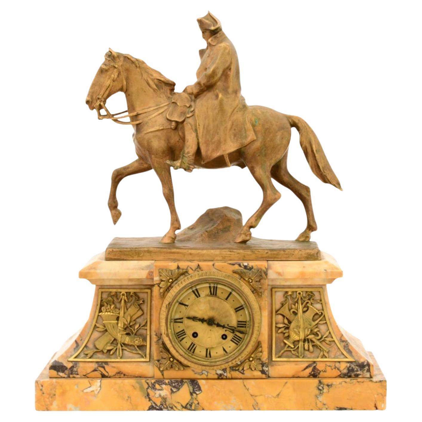 Mantel Clock with Napoleon Bonaparte on Horseback For Sale