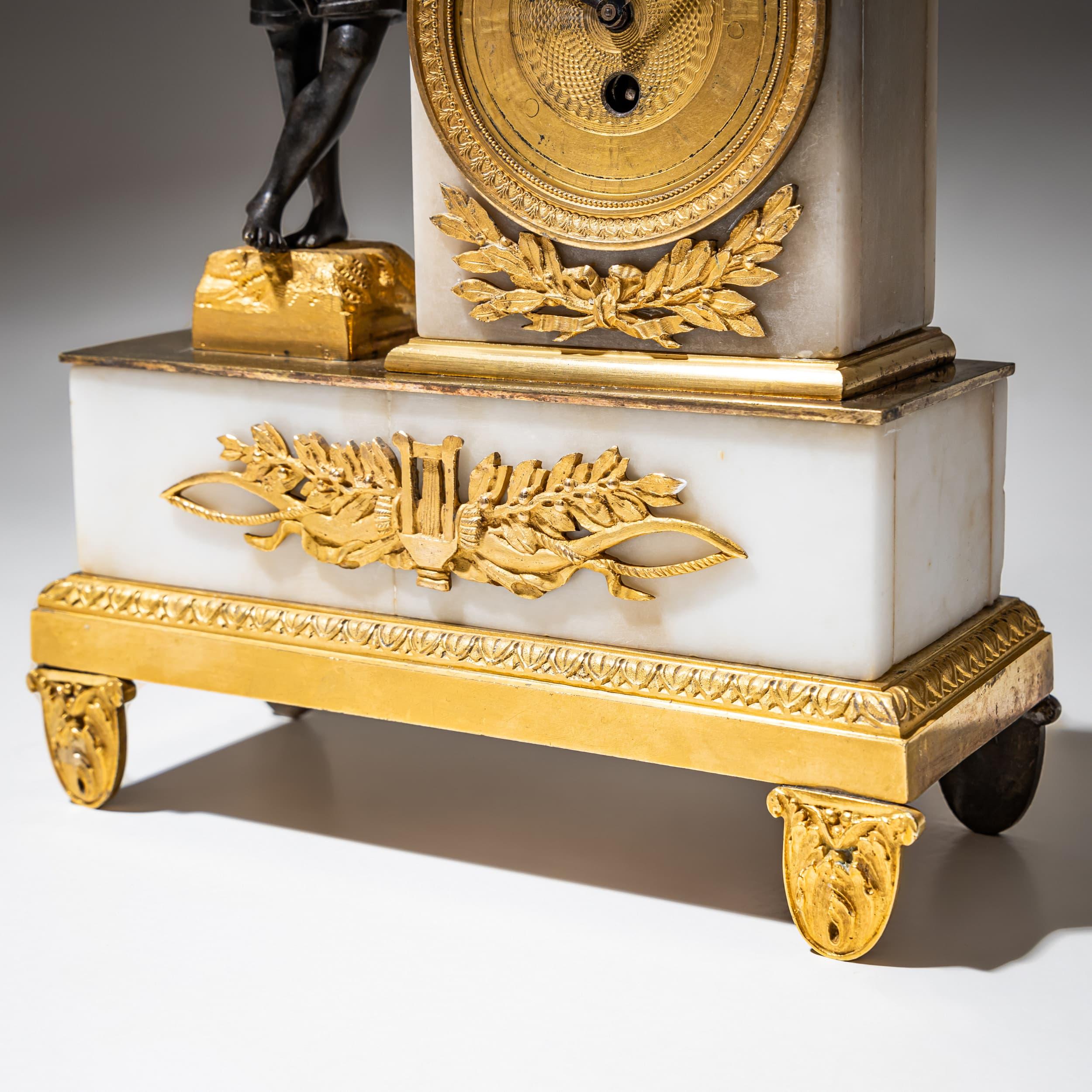 Bronze Mantel Clock with Orpheus Figure, 19th Century For Sale