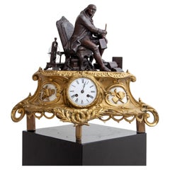 Pendule de cheminée Benjamin Franklin assise, France, 20e siècle
