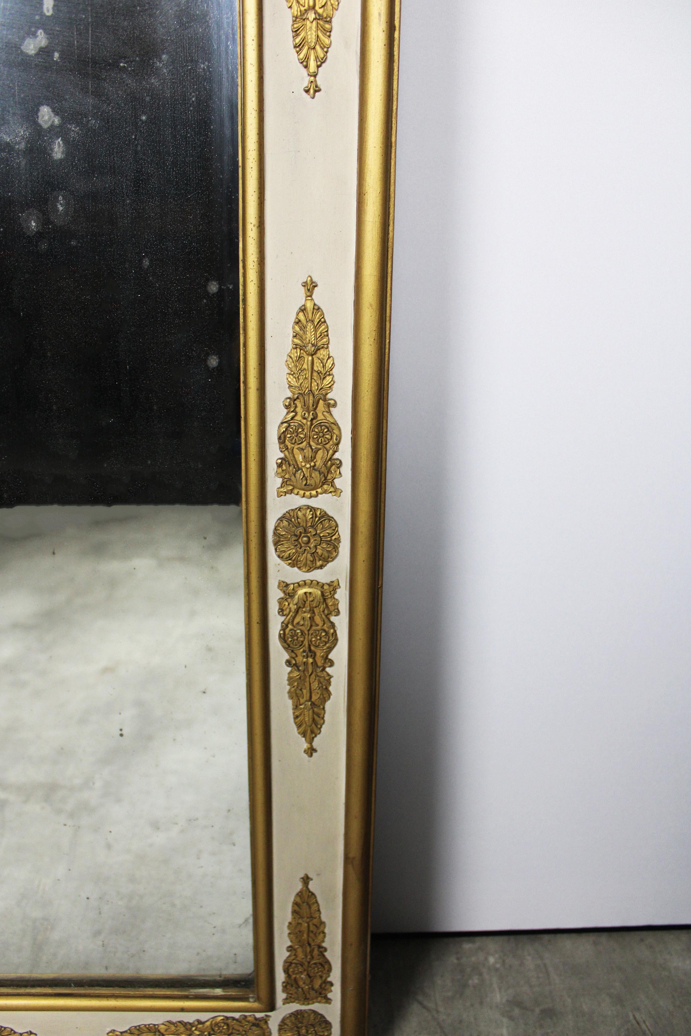 Mantel Mirror Gold Leaf White Gilt Wood Renaissance Rococo 19th Century France For Sale 4