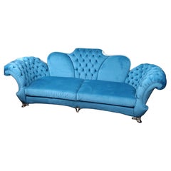 Mantellassi 1926 ‘Butterfly’ Sofa in Turquoise Velvet