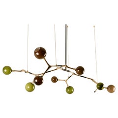 Mantis 9 Coffee and Olive Glass with Polished Bronze Pendant by Isabel Moncada