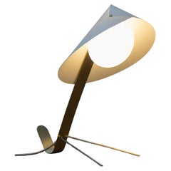 MANTIS Table Lamp - Specialist Paper in Ivory, Brass, Opal Ellipsoid Glass