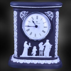 Mantle Clock in Black Jasper Dip, by Bert Bentley, Wedgwood, circa 1925