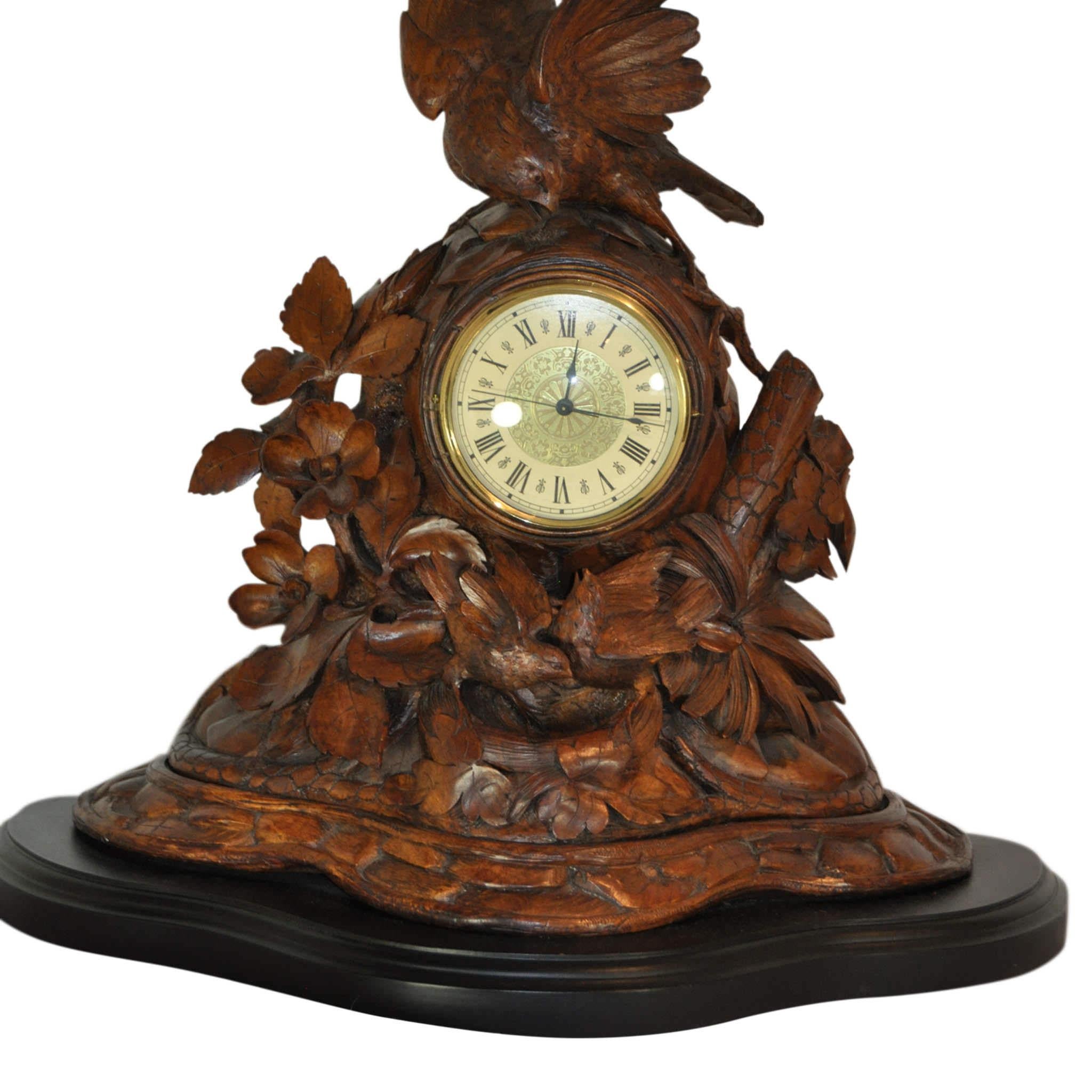Hand-Carved Mantle Clock Lamp, circa 1900