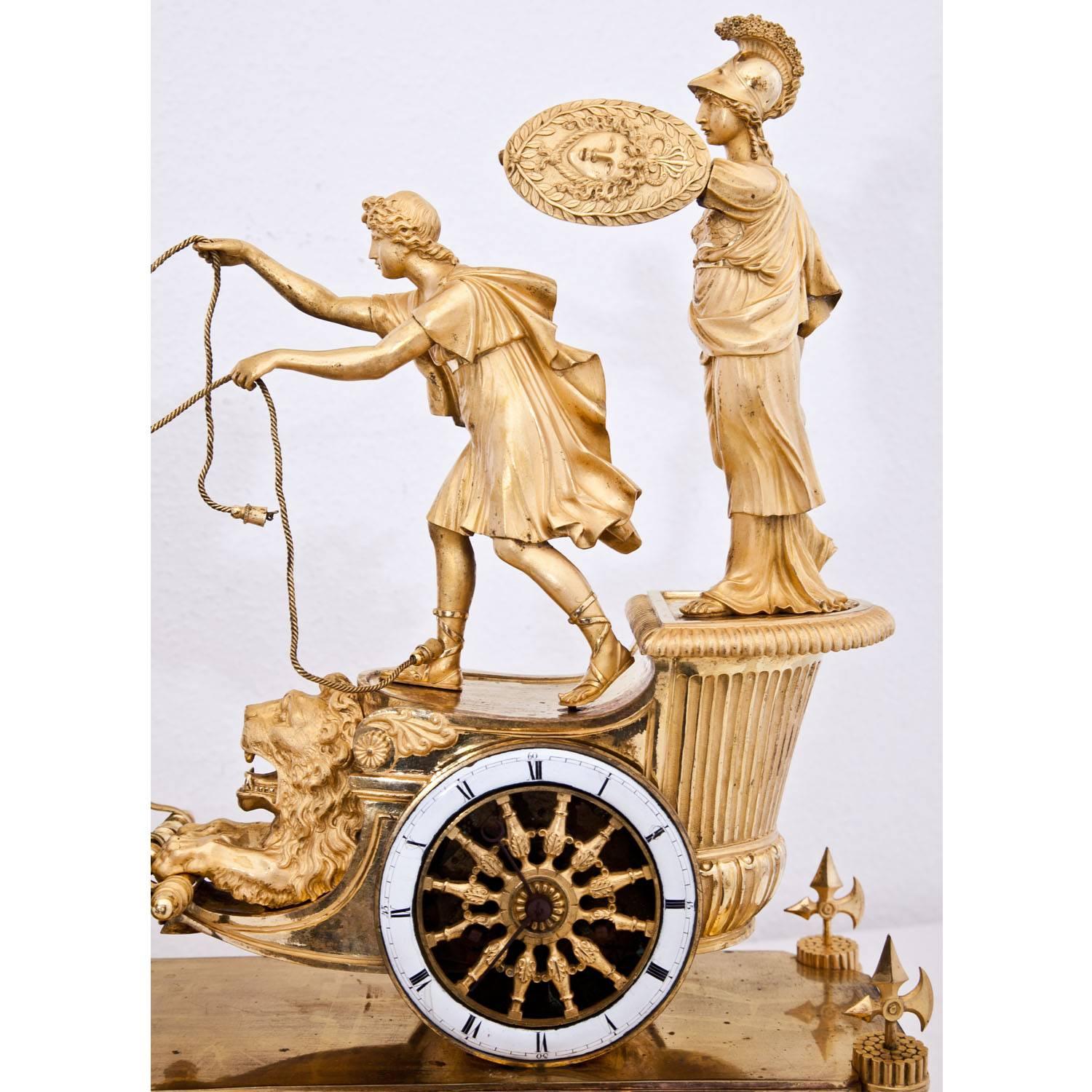 Empire Mantle Clock with Chariot of Telemachus, Paris, Early 19th Century