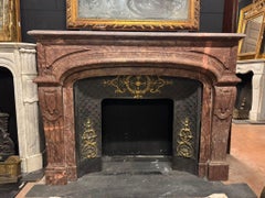 Mantle fireplace in Rosso Lepanto marble, Italy