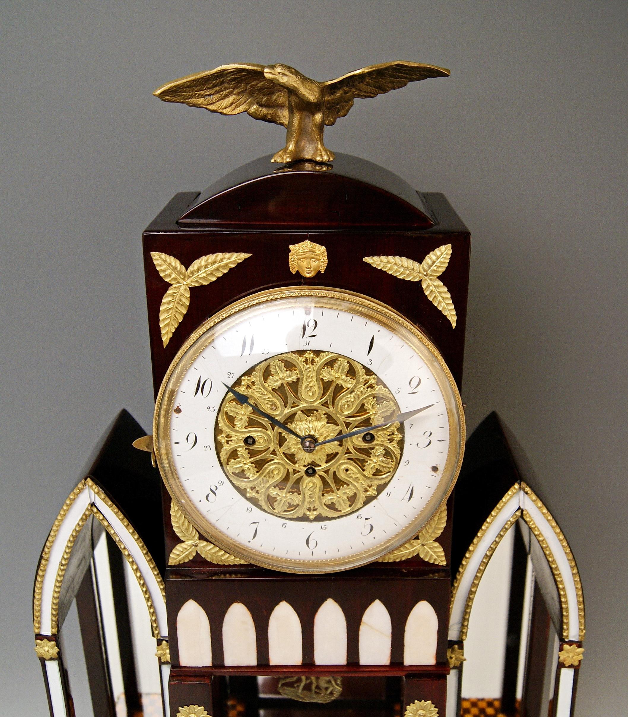 Austrian Mantle Mantel Table Chiming Clock Caryatides Empire Austria, Vienna For Sale