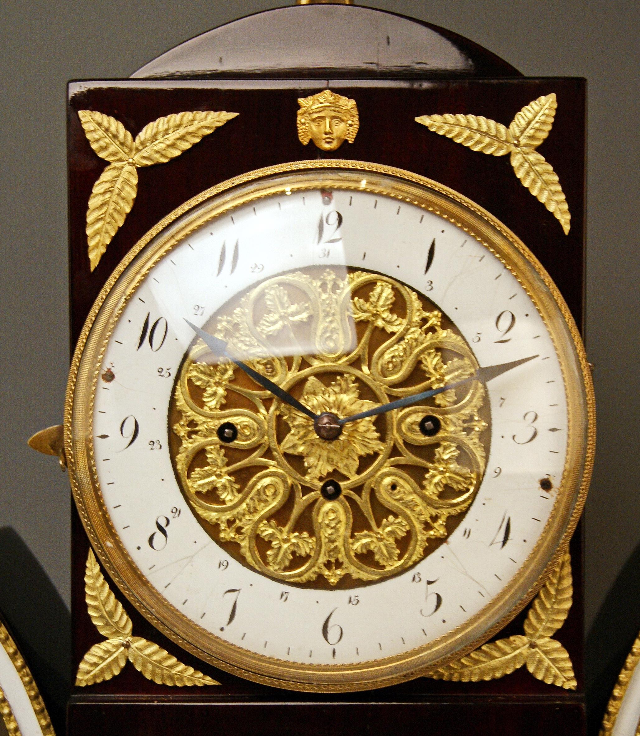 Mantle Mantel Table Chiming Clock Caryatides Empire Austria, Vienna 1