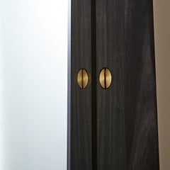 Mantle Mirror in Ebonized Wood and Hexagonal Brass