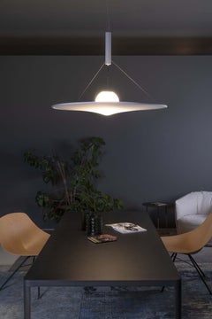 Manto Mid-Century Modern Style Pendant Blown Glass and Fabric, Adjustable Med