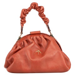 Manu Atelier Brick Red Leather Ruched Mini Bag
