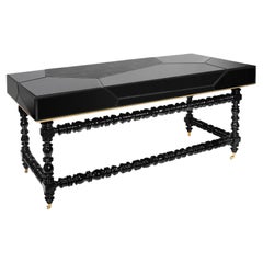Manu Desk - Hand-Crafted Mahogany, Lacquered Wood & Leather - Boca do Lobo