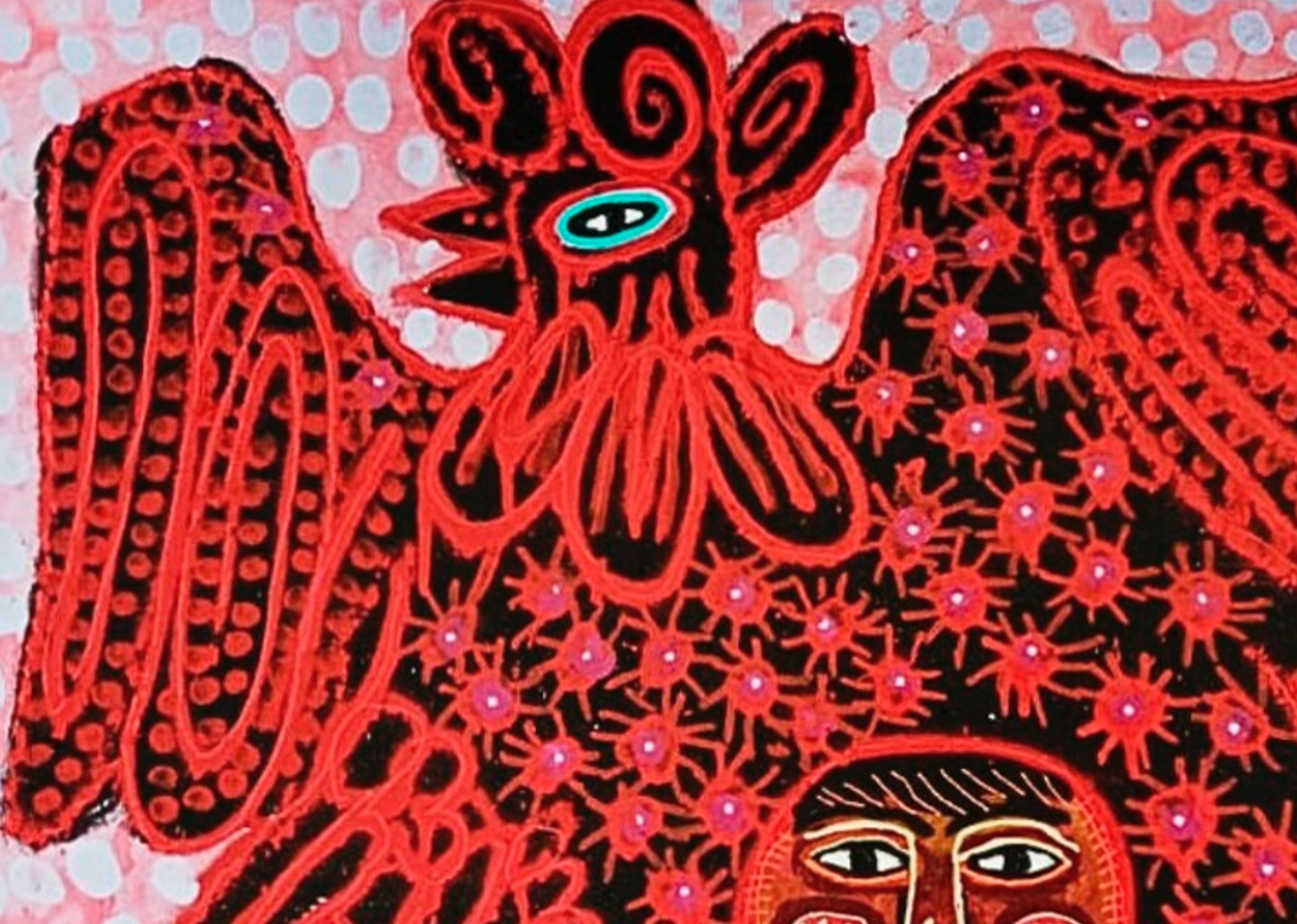 Bestes Hahnenkostüm, Zeitgenössische Kunst, Abstrakte Malerei, 21. Jahrhundert – Painting von Manu Jorquera