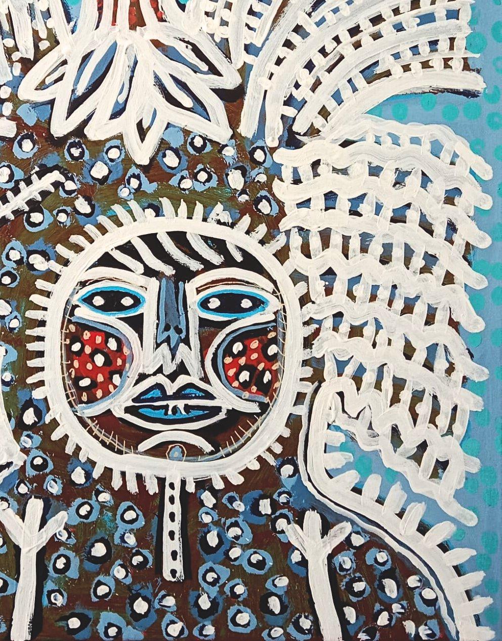 Child & Child Child en costume de coq, Art contemporain, Peinture abstraite, 21ème siècle - Painting de Manu Jorquera