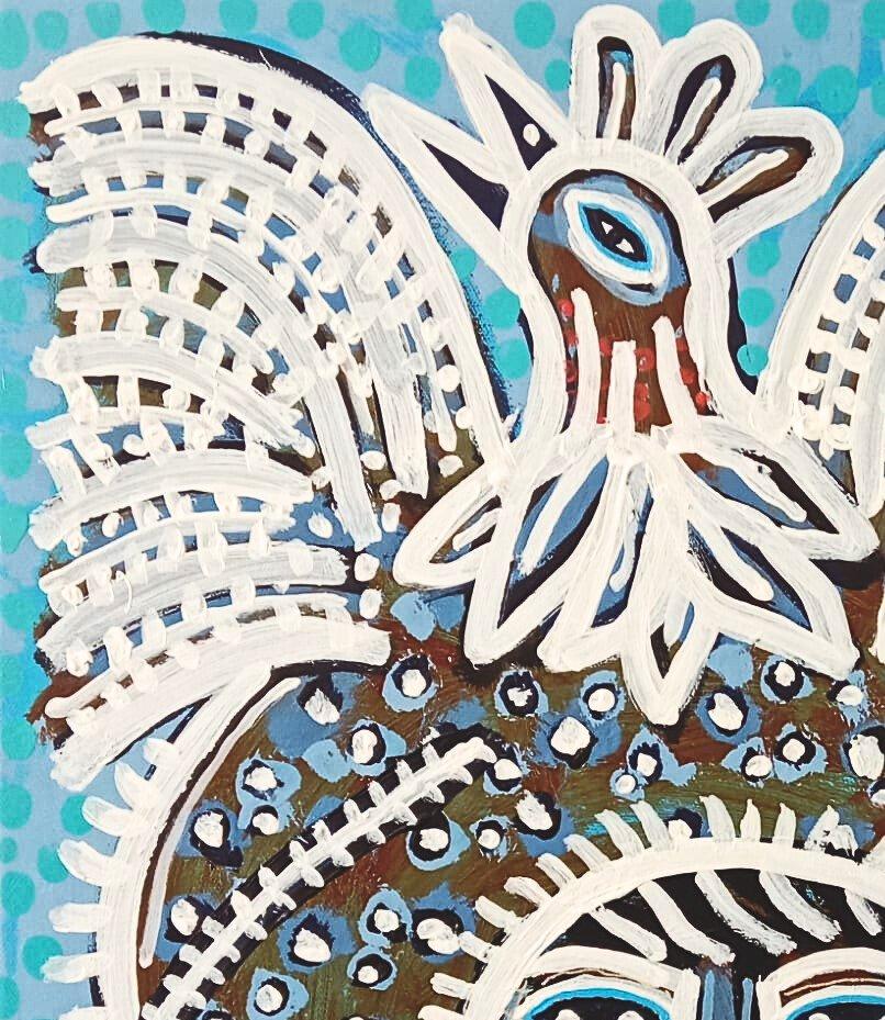 Child & Child Child en costume de coq, Art contemporain, Peinture abstraite, 21ème siècle - Abstrait Painting par Manu Jorquera