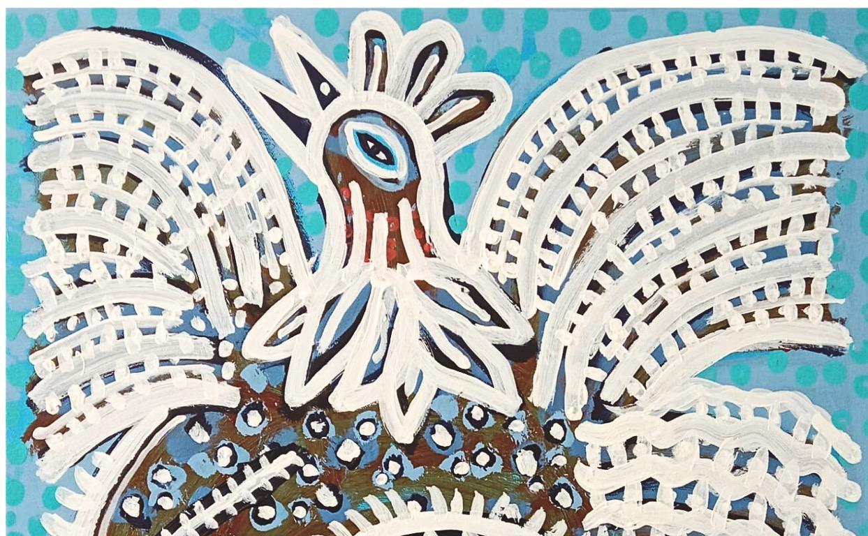 Art contemporain, peinture abstraite
Technique mixte sur toile
60 x 50 cm
Signé

A propos de l'artiste
Manu Jorquera (1986) est un artiste visuel chilien dont le travail explore la culture populaire métisse du Chili et l'identité latino-américaine