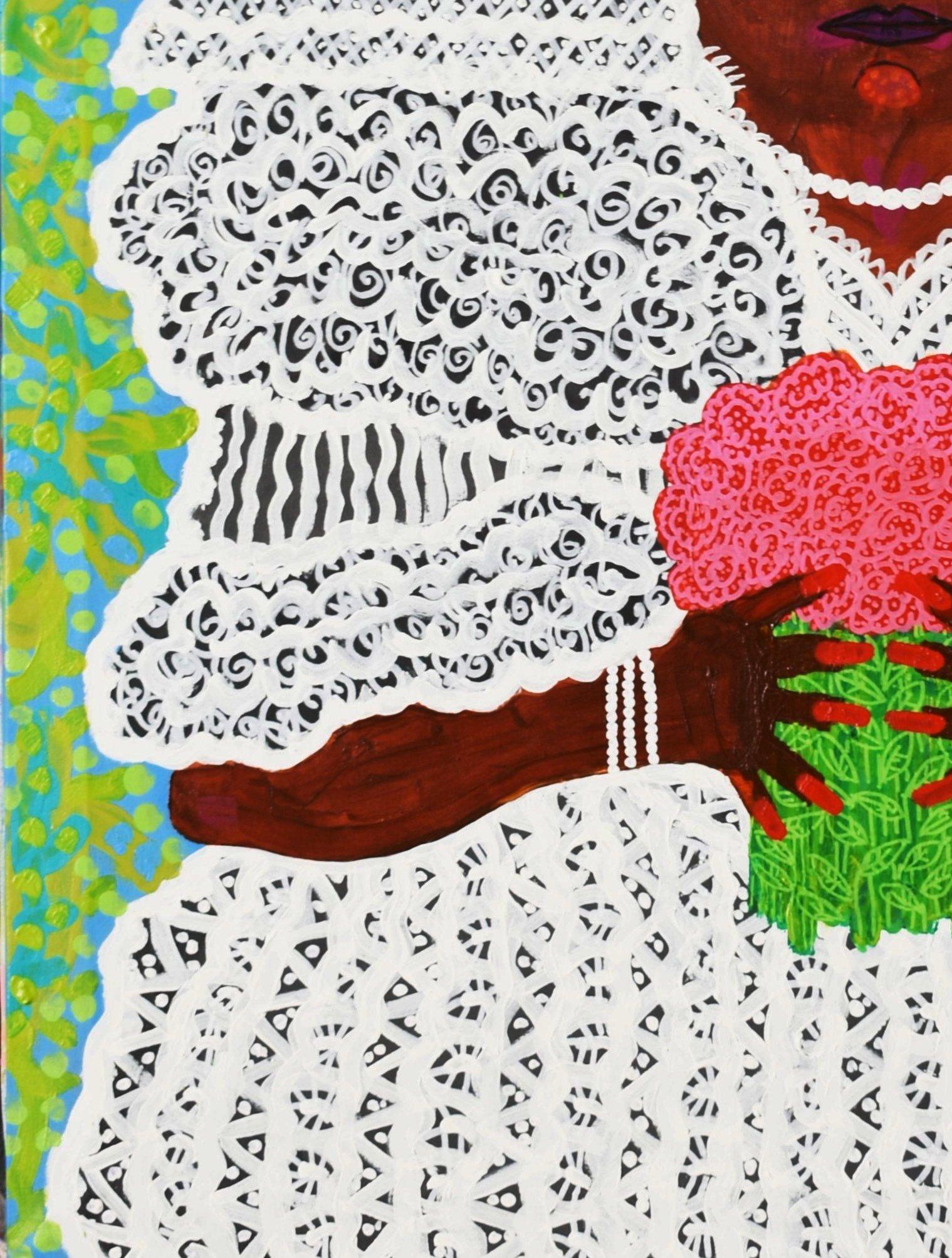 Latin Bride Portrait, Zeitgenössische Kunst, Abstrakte Malerei, 21. Jahrhundert – Painting von Manu Jorquera