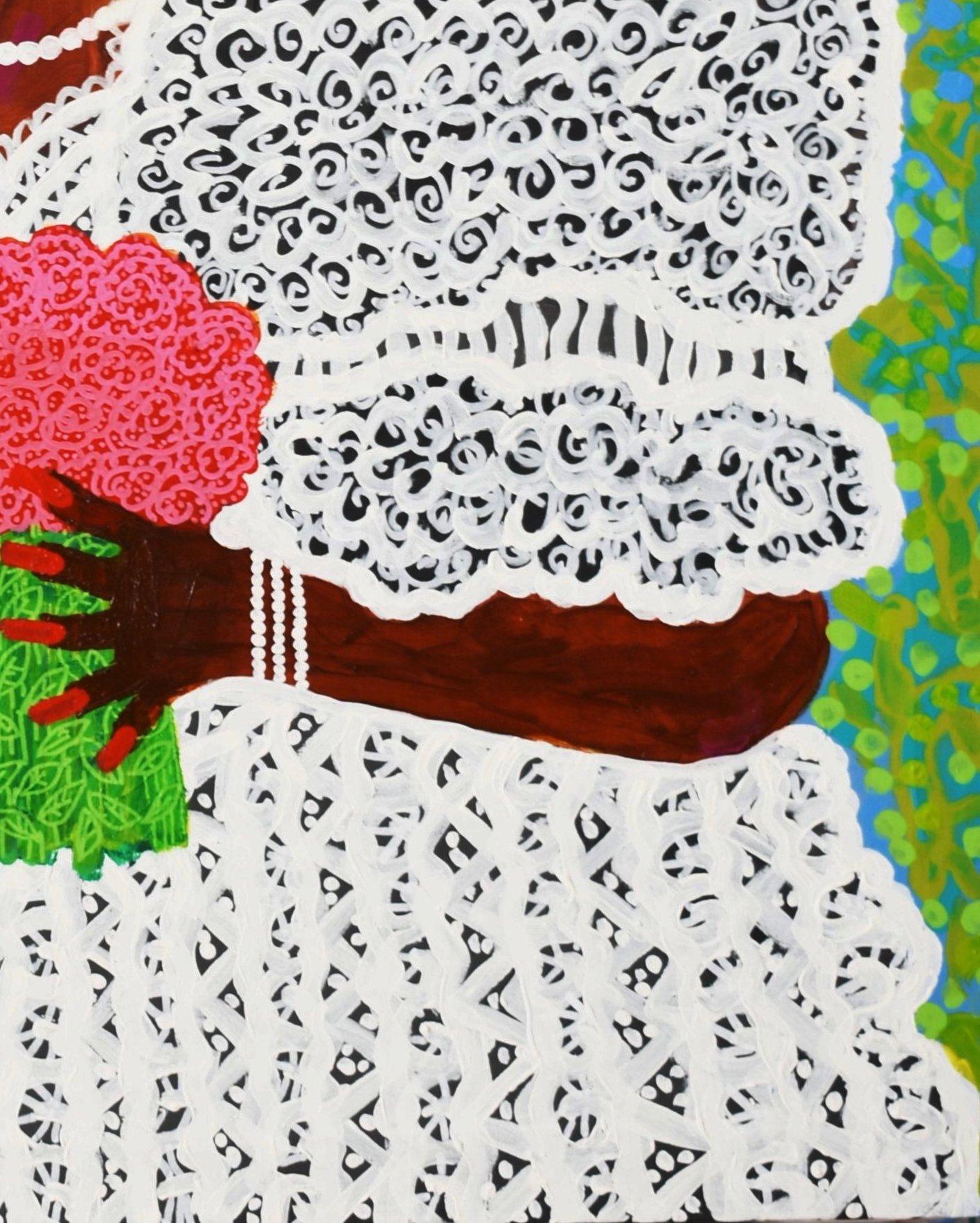 Latin Bride Portrait, Zeitgenössische Kunst, Abstrakte Malerei, 21. Jahrhundert (Grau), Abstract Painting, von Manu Jorquera