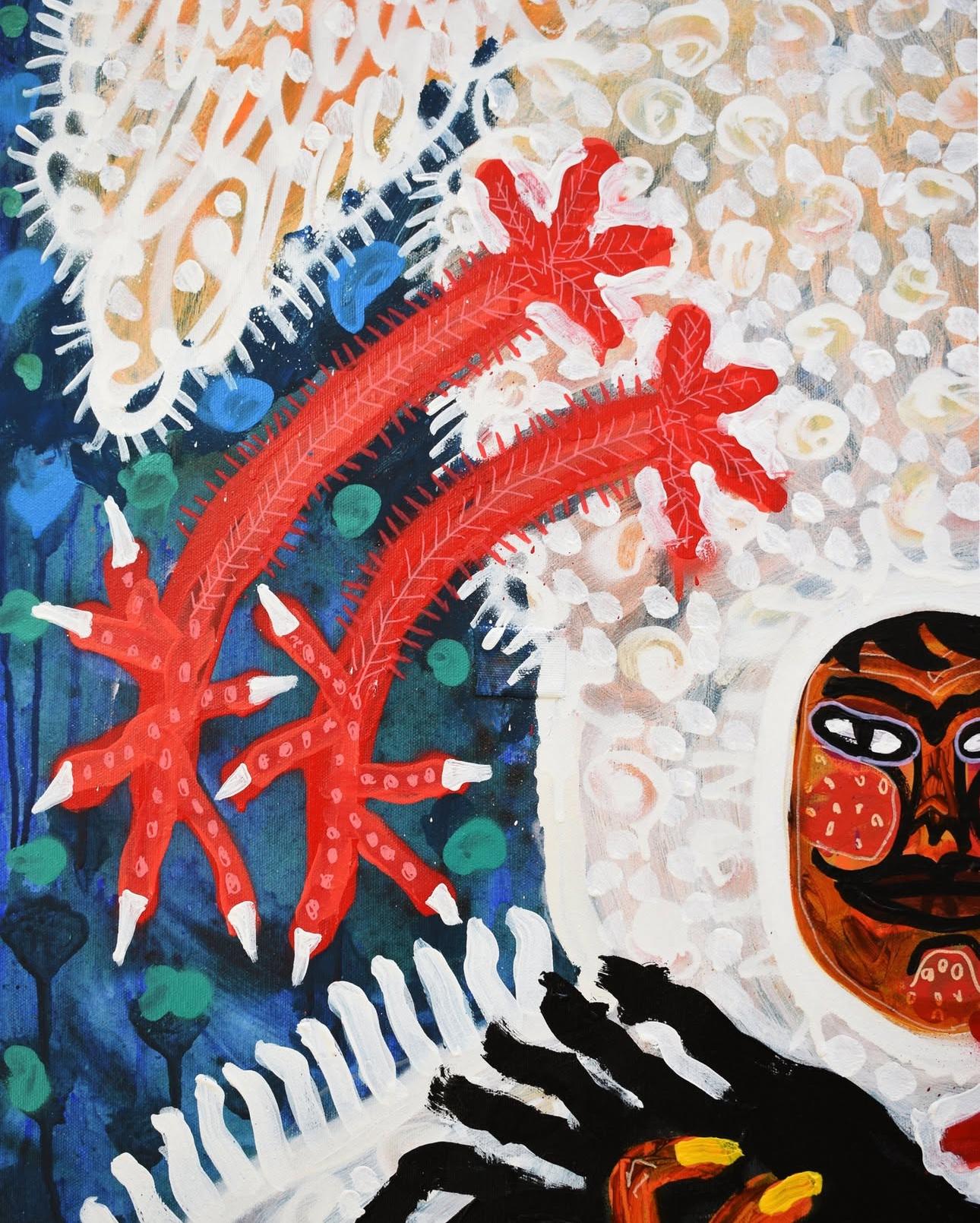 Mann als Hahn verkleidet, Zeitgenössische Kunst, Abstrakte Malerei, 21. Jahrhundert im Angebot 1