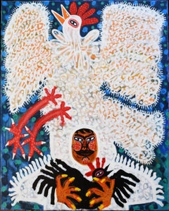 Man Disguised as a Rooster, Contemporary Art, Abstract Painting, 21st Century
