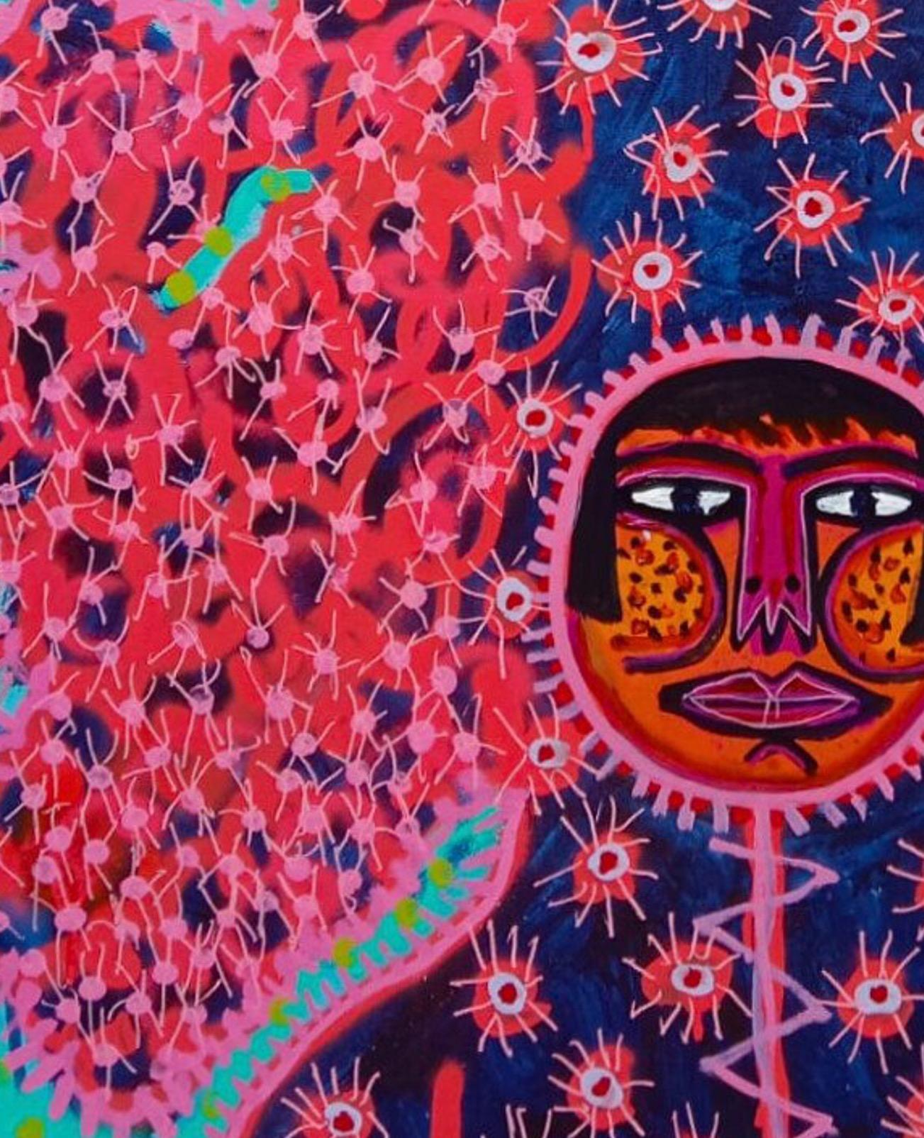 Hahnenkostüm I, Zeitgenössische Kunst, Abstrakte Malerei, 21. Jahrhundert – Painting von Manu Jorquera