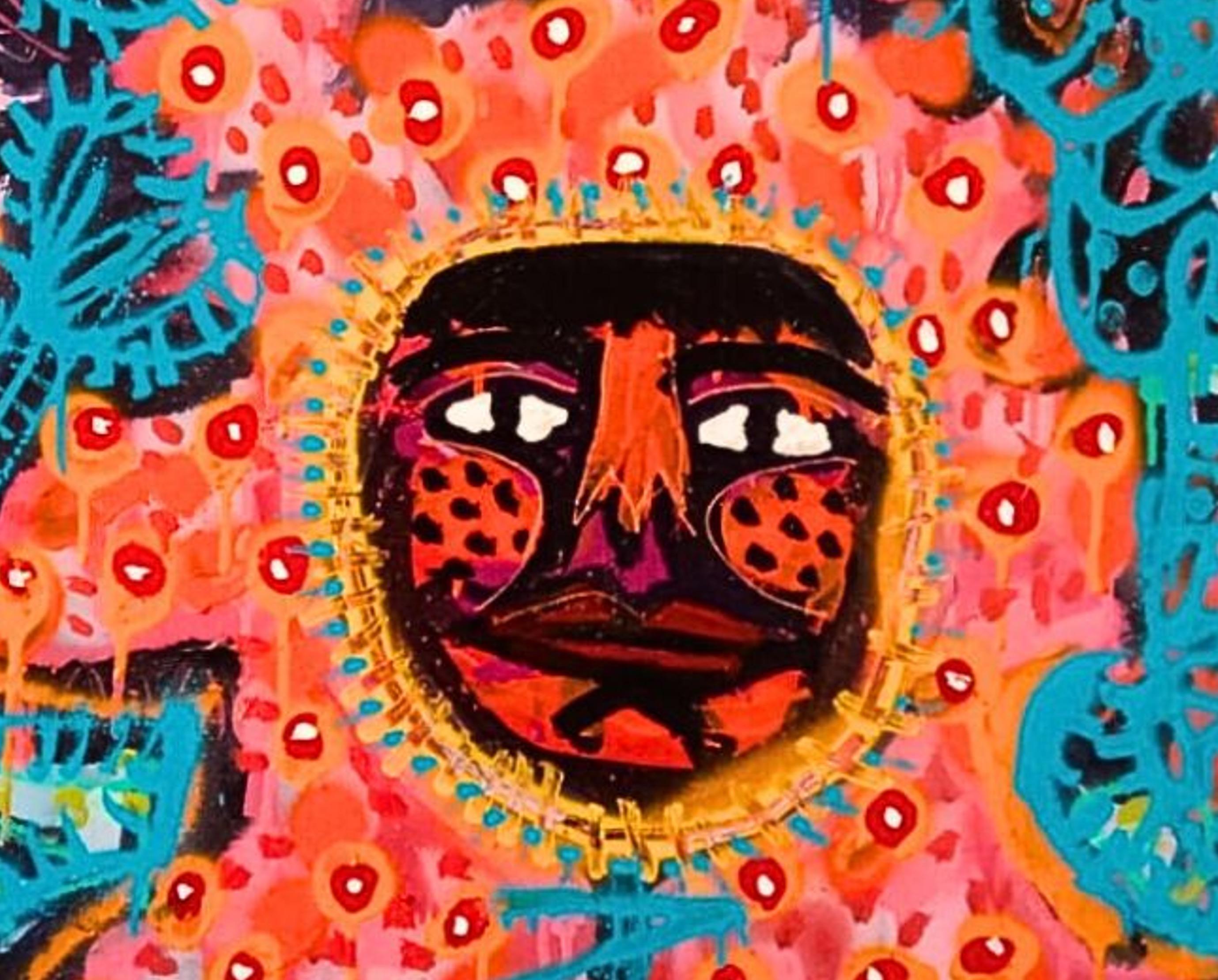 Art contemporain, peinture abstraite
Technique mixte sur toile
80 x 100 cm
Signé

A propos de l'artiste
Manu Jorquera (1986) est un artiste visuel chilien dont le travail explore la culture populaire métisse du Chili et l'identité latino-américaine