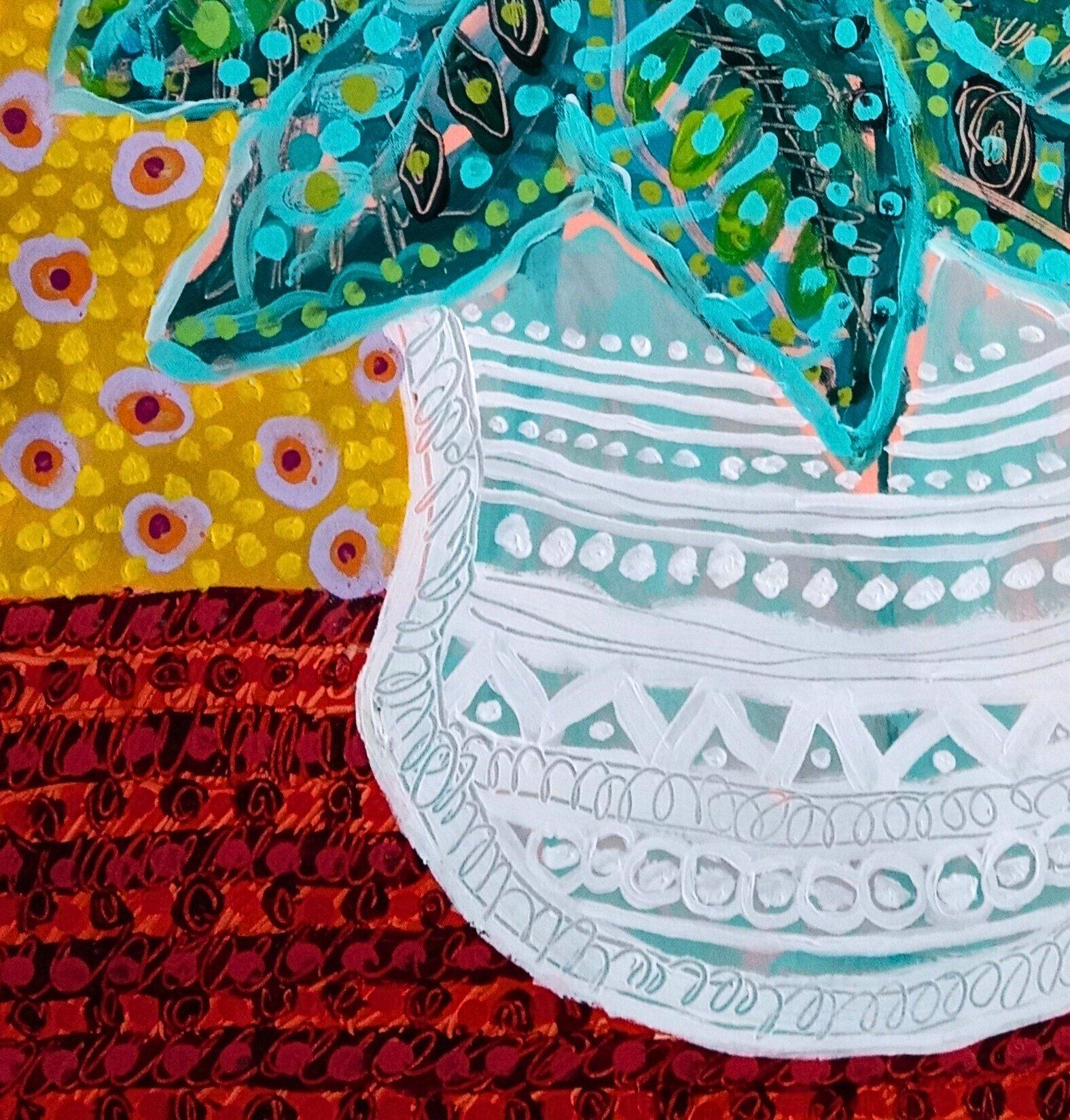 Vase, Zeitgenössische Kunst, Abstrakte Malerei, 21. Jahrhundert (Blau), Abstract Painting, von Manu Jorquera