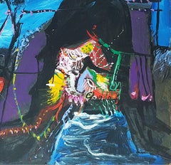 Beneras, Acrylic on Canvas, Red, Blue, Violet by Modern Indian Artist "In Stock"