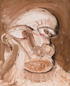 Vintage Untitled, Figurative, Mixed Media, Brown Colors by Manu Parekh "In Stock"