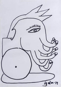 Untitled, Figurative, Pen & Ink on Paper by Modern Indian Manu Parekh "En stock"
