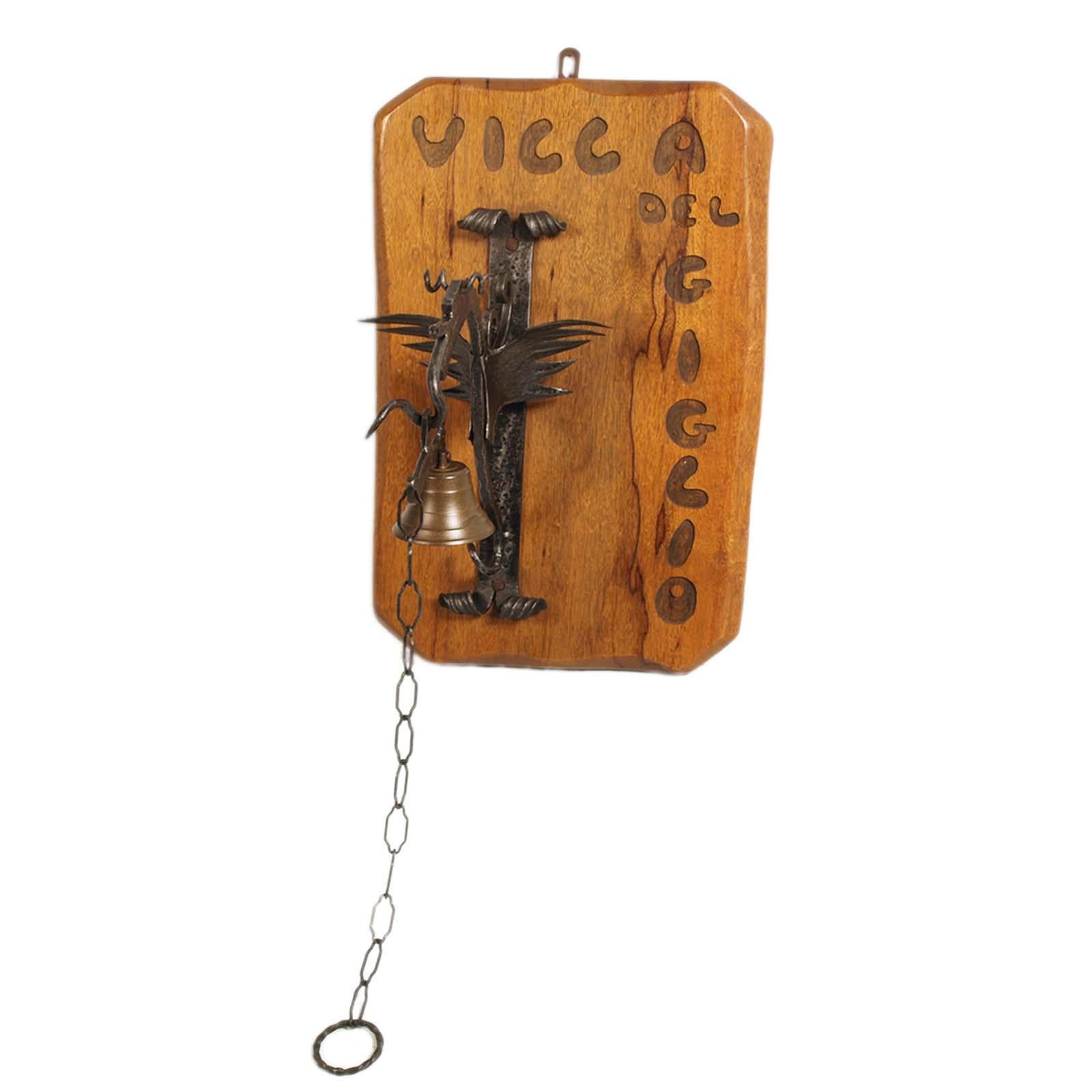 Art Nouveau Manual Entrance Bell in wrought iron, Tyrolean Craftsmanship from 1950s For Sale