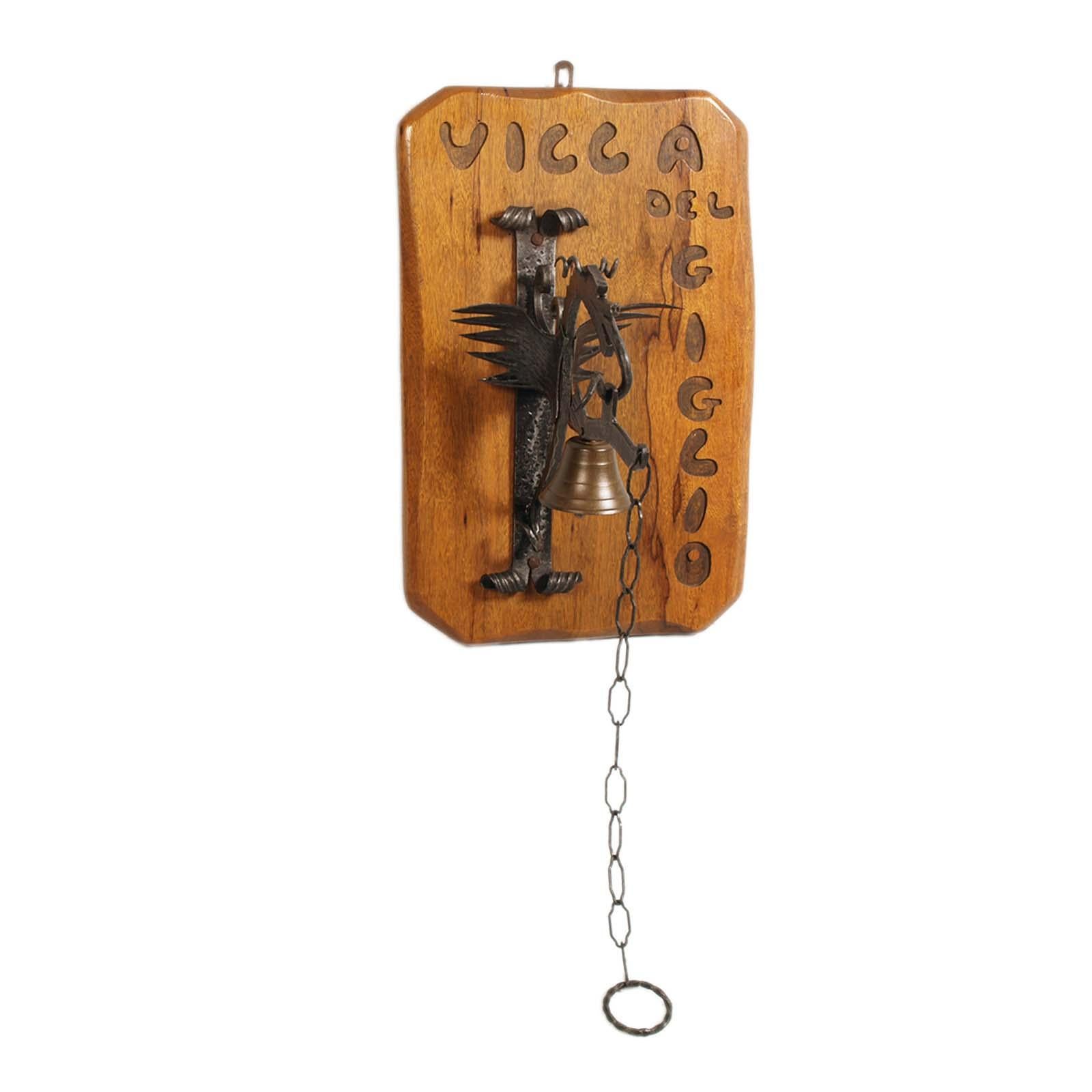 Austrian Manual Entrance Bell in wrought iron, Tyrolean Craftsmanship from 1950s For Sale