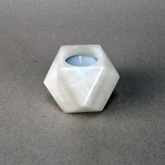 Manually Carved Multi Faced White Onyx Candle Holder