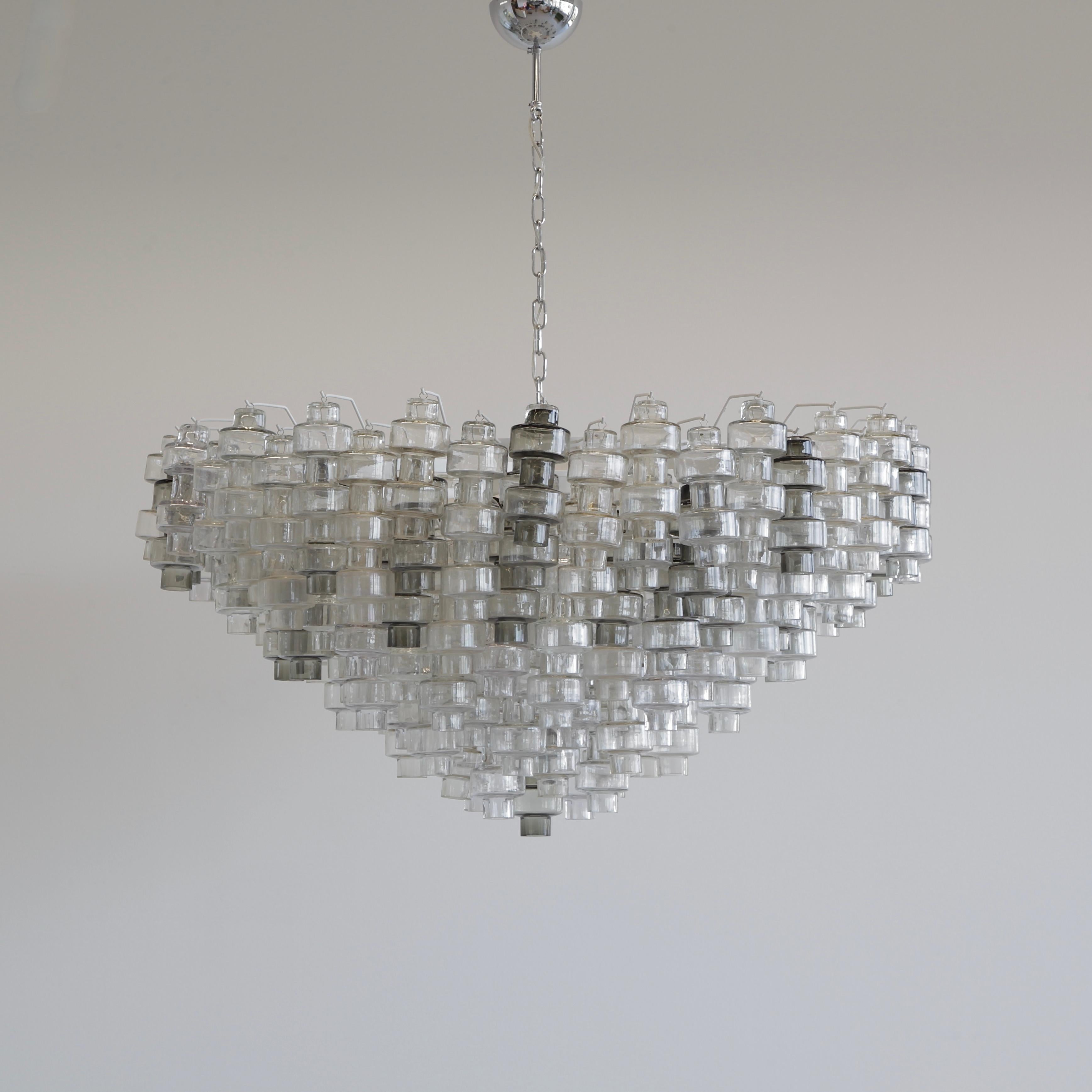 Manubri Murano Glass Chandelier 'clear/ slightly tinted/ smoke glass' In Good Condition In Berlin, Berlin