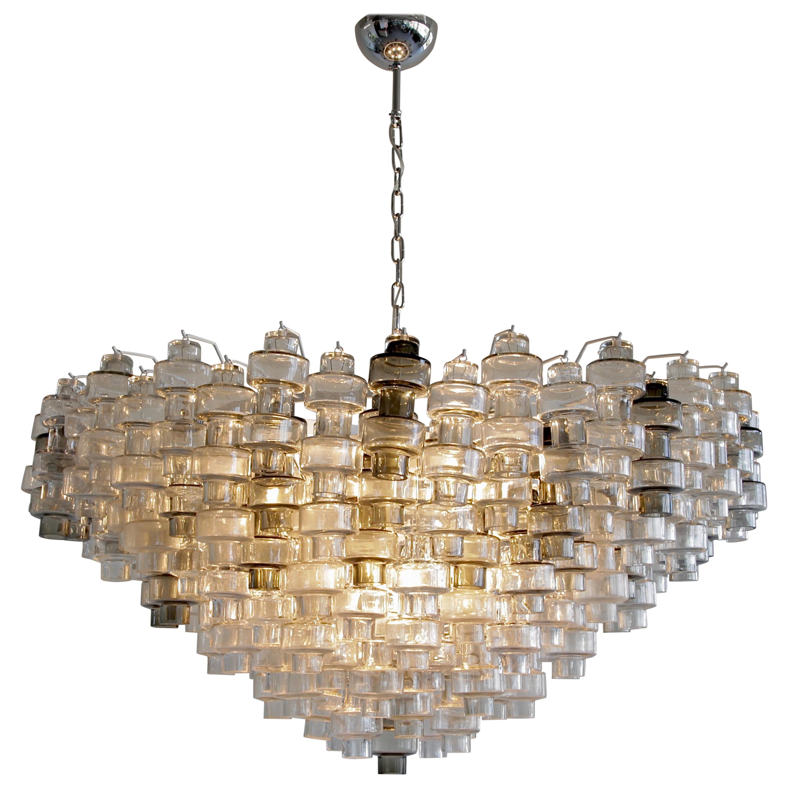 Manubri Murano Glass Chandelier 'clear/ slightly tinted/ smoke glass'