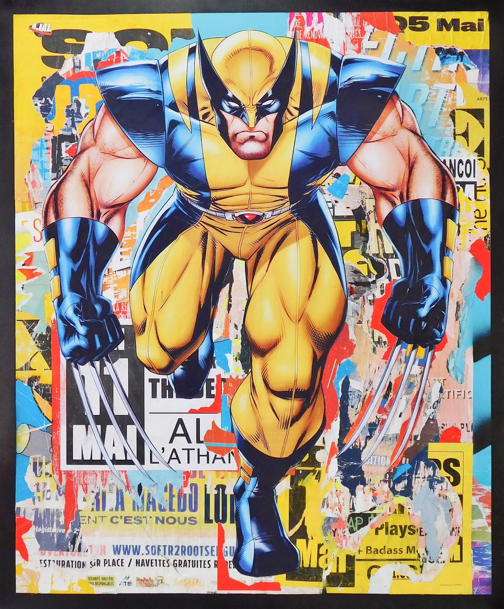 Wolverine - Decollage on canvas - Mixed Media Art by Manucollage