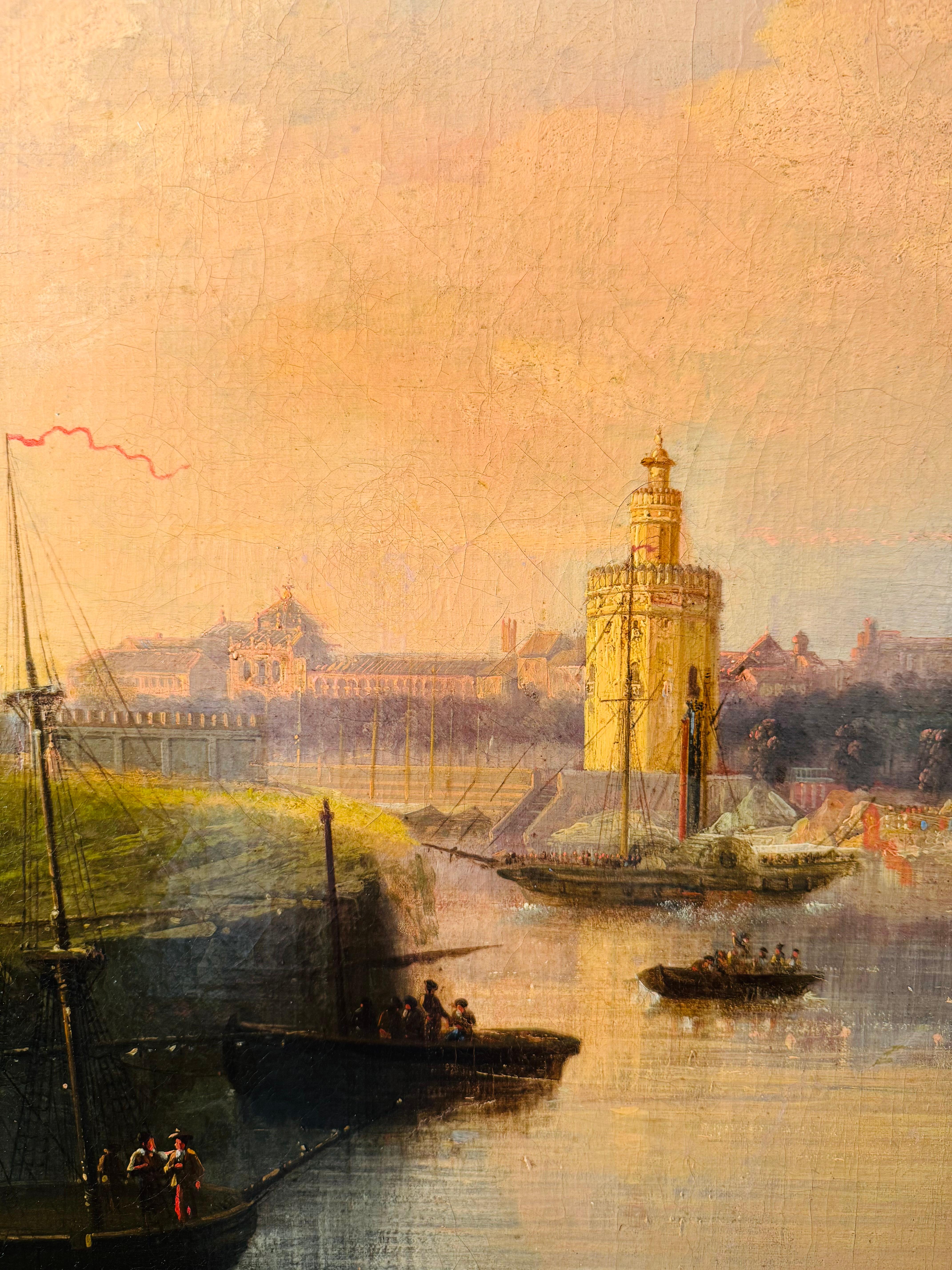 Vista de Sevilla - Figurative Painting Marrón de Manuel Barron