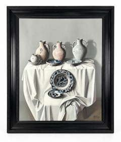 Manuel Blesa – Jarras y platos, 1988 – Óleo sobre lienzo