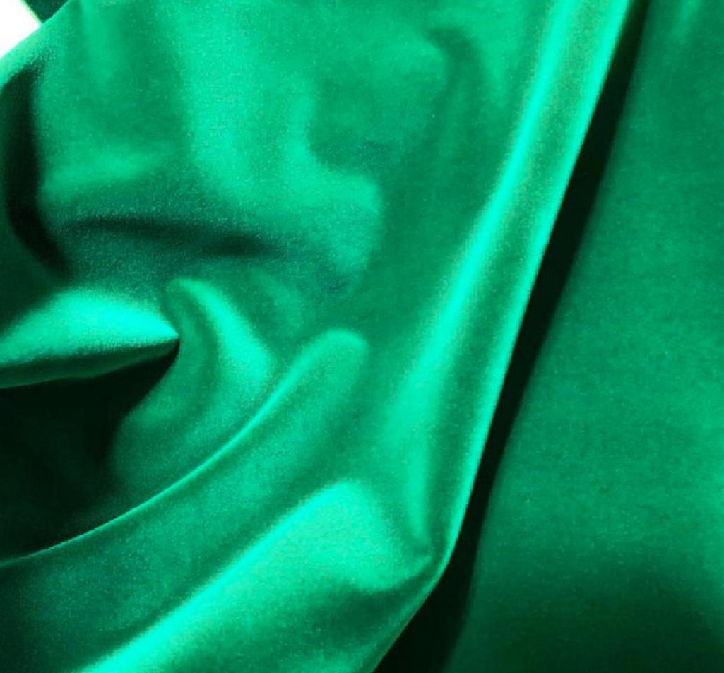 Contemporary Manuel Canovas Emeraude Cotton Velvet Rivoli, Emerald Green, Jewel Tone Textile For Sale