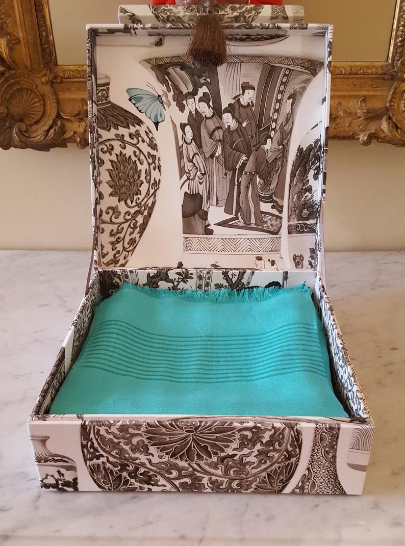 Manuel Canovas Fabric Decorative Storage Box for Scarves Handmade in France 3