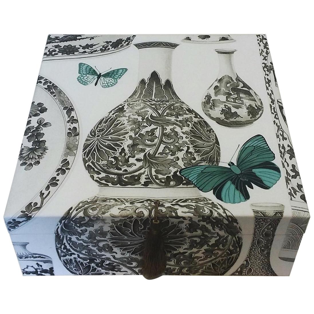 Manuel Canovas Fabric Decorative Storage Box for Scarves Handmade in France