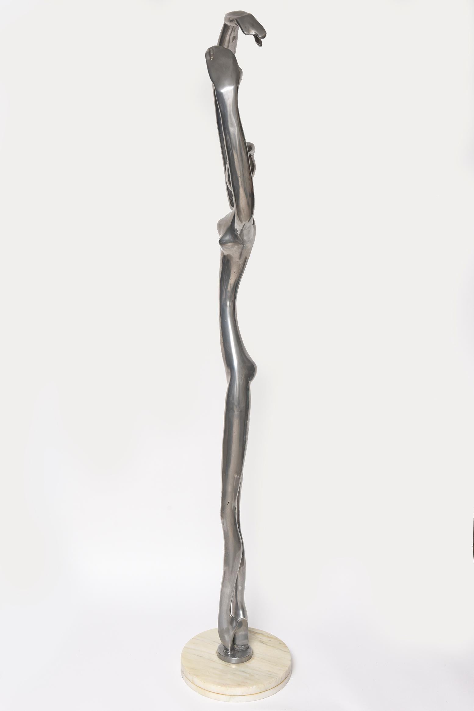 Manuel Carbonell Aluminum Original Casting Dancer Figure Sculpture Cuban Artist In Good Condition For Sale In Miami Beach, FL