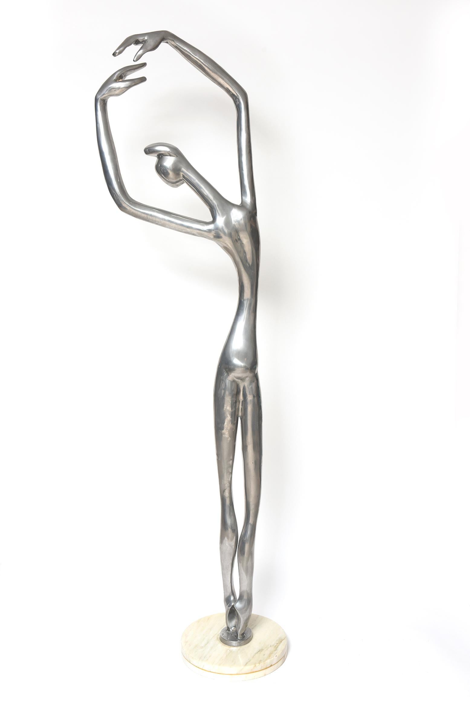 20th Century Manuel Carbonell Aluminum Original Casting Dancer Figure Sculpture Cuban Artist For Sale