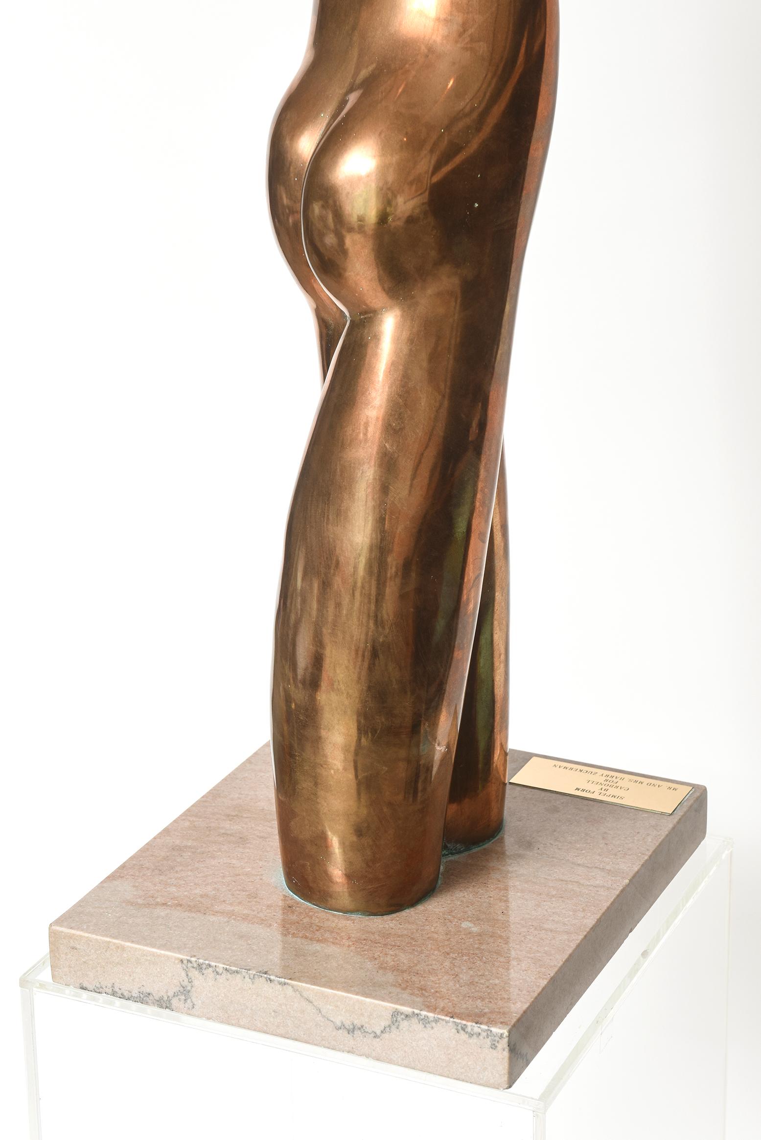 Manuel Carbonell Limited Edition Simple Form Figure Bronze Sculpture, circa 1976 In Good Condition For Sale In Miami Beach, FL