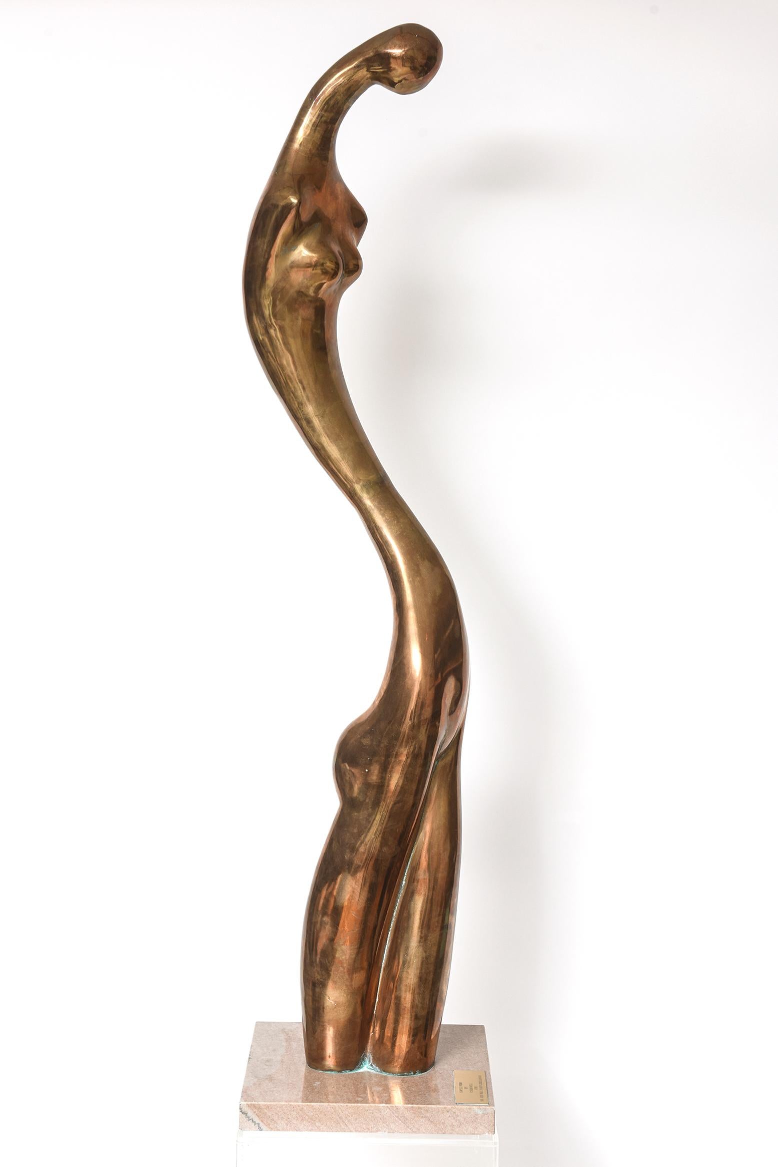 Manuel Carbonell Limited Edition Simple Form Figure Bronze Sculpture, circa 1976 For Sale 1