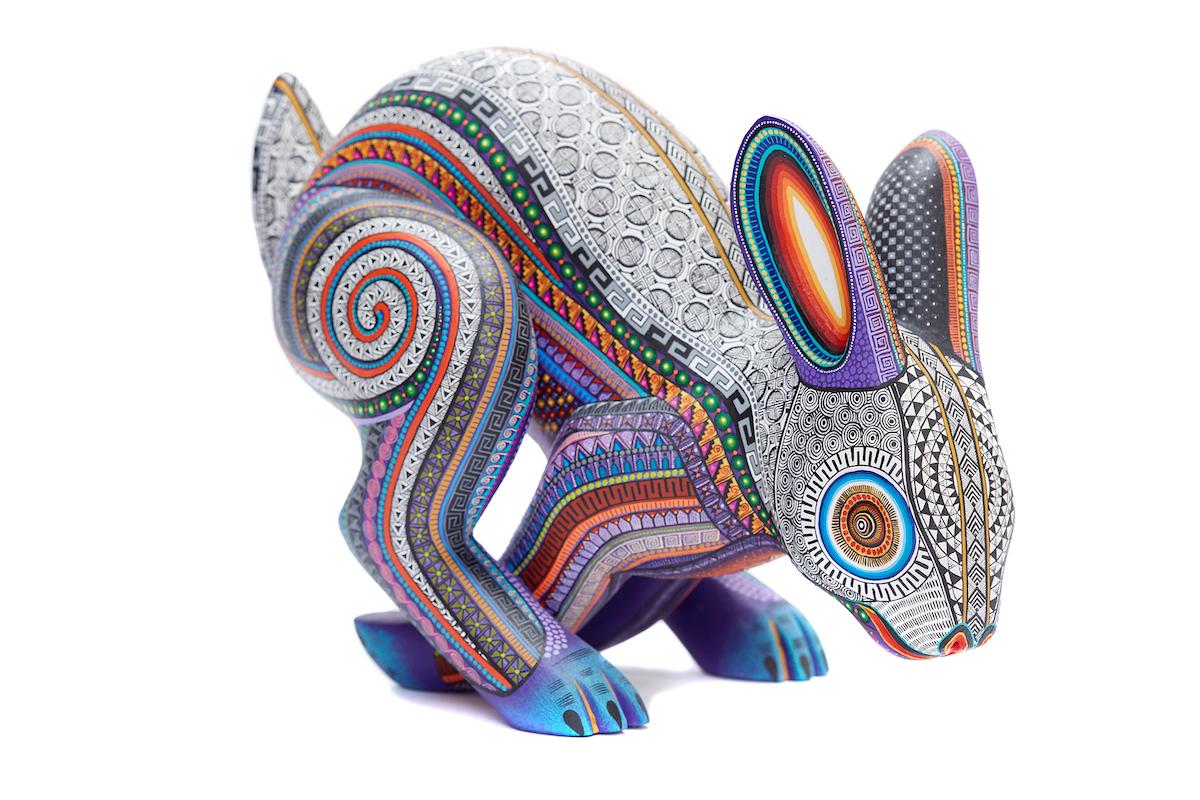 Manuel Cruz Prudencio  Figurative Sculpture - Conejo Contento - Happy Rabbit - Mexican Folk Art  Cactus Fine Art