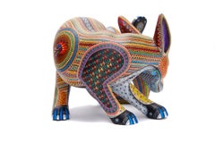 Coyote Rojo - Red Coyote - Mexican Folk Art Cactus Fine Art